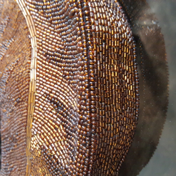 Brown/antique gold beaded evening bag (8 1/4" w by 5" h by 1 1/2" deep) - Picture 5 of 8